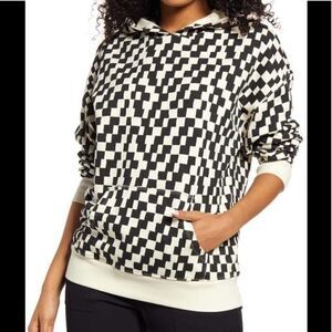 BP. Hooded Pullover In Ivory-Black Phoebe Check